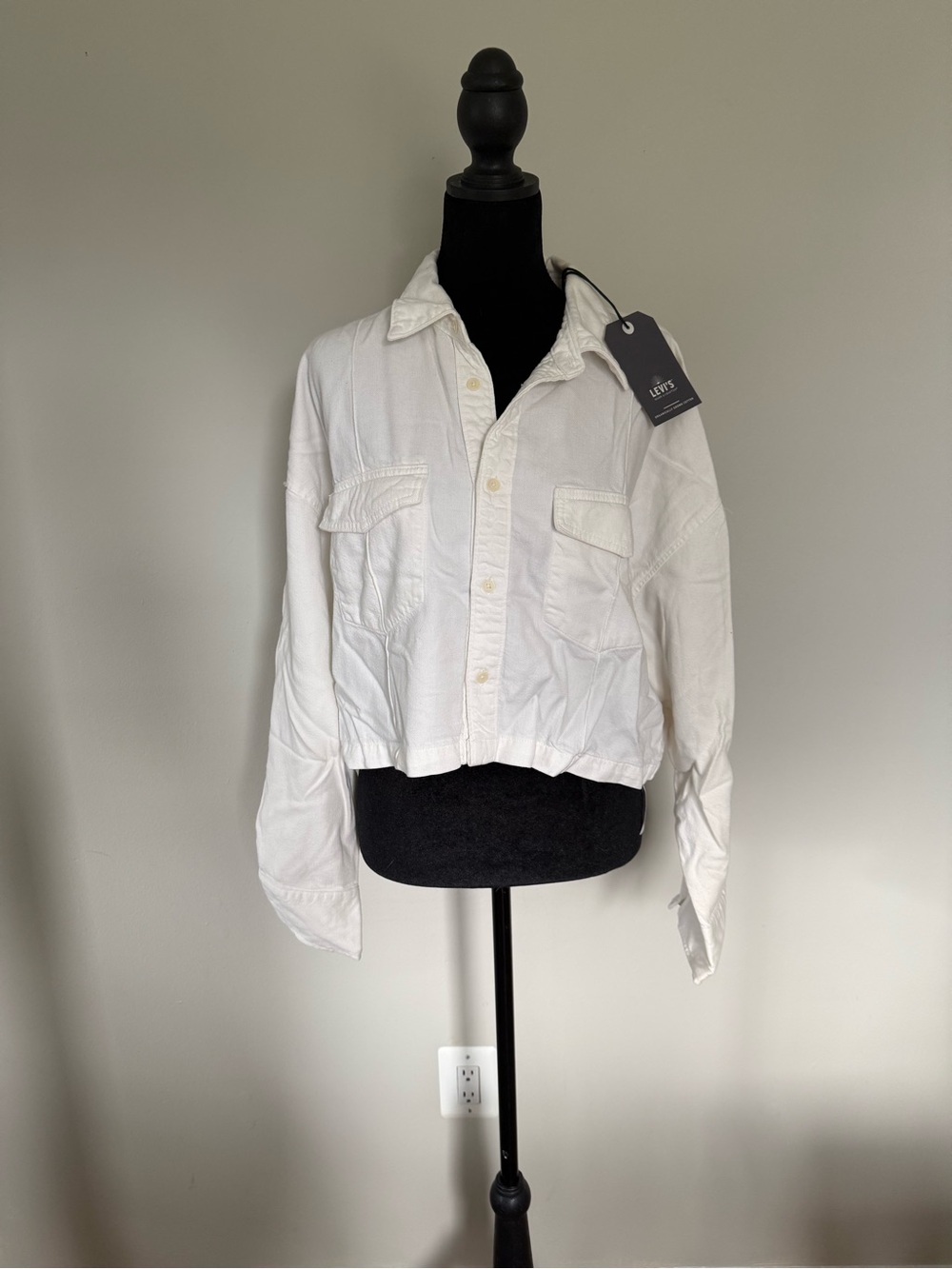 Levi's White Cropped Button Down